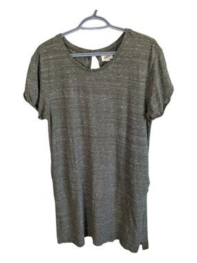 Pact Green Space Dye Rolled Cuff T-Shirt Dress Size Large